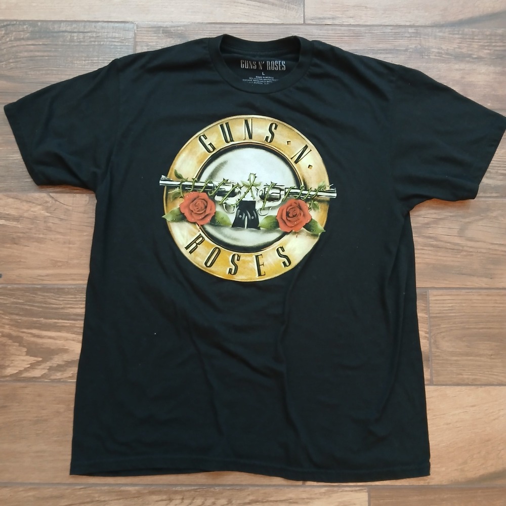 Guns N‎ Roses Shirt Mens Large Black Rock Band Tee Bullet Logo Graphic